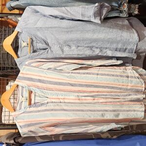 Two L.L. Bean Linen 3/4 Sleeve Tunic Shirts size Medium